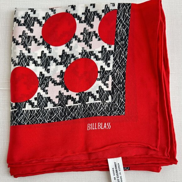 Bill Blass Polka Dot Silk Scarf, Houndstooth, 34x34 NWT Vintage - Picture 1 of 8
